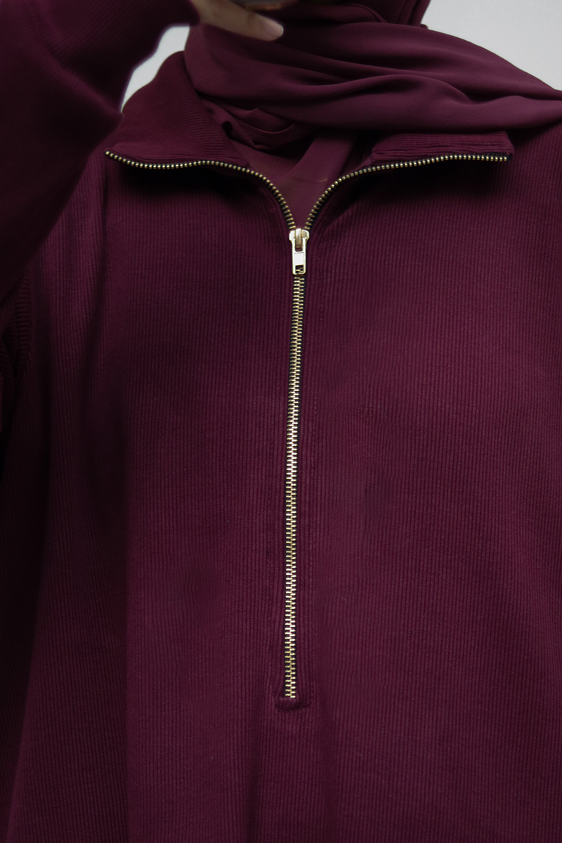 Burgundy Knit Abaya - Image 12