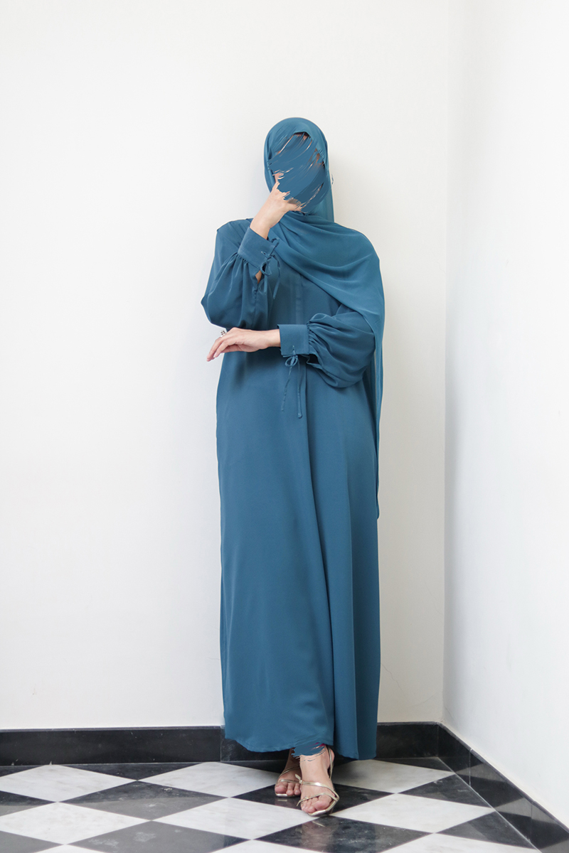 Really Teal Bow Everyday Abaya