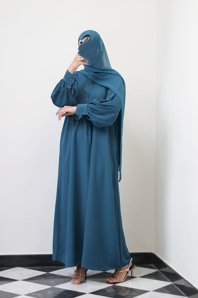 Really Teal Bow Everyday Abaya