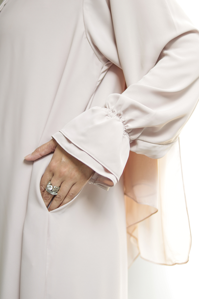 Strawberry Milk Buttoned Petal Abaya - Image 10