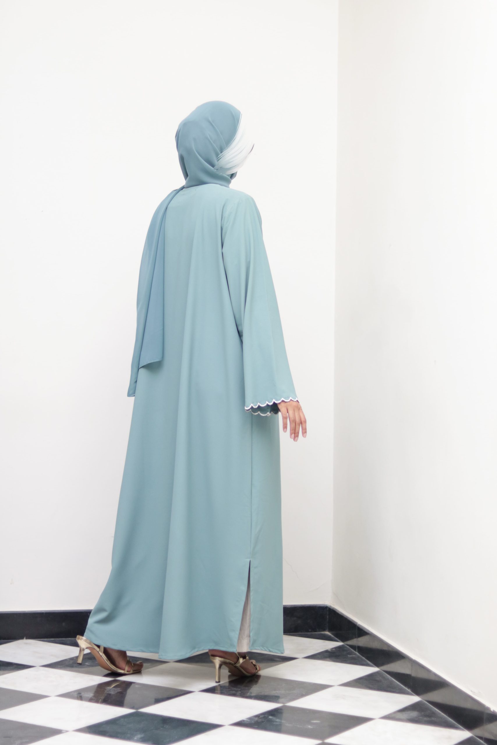 Oceanside Embroidered Kimono Abaya - Image 9